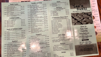 Lee's Wayne Sushi menu