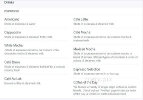 Barista's Daily Grind menu