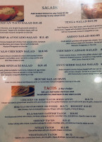 Tinga Taqueria menu