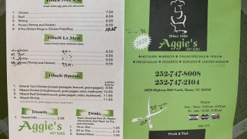 Aggie's Hot Subs menu