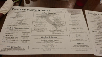 Pagleys Pasta More menu