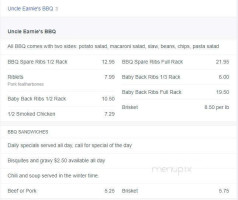 Uncle Earnies Bbq Catering menu