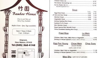 Bamboo House menu