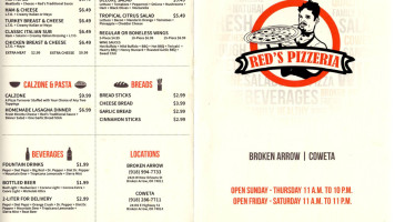 Red's Pizzeria menu