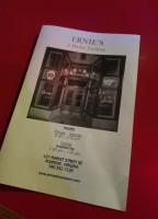 Ernie's menu