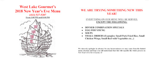 West Lake Gourmet menu