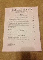 Headmasters Pub menu