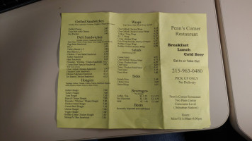 Penn's Corner menu