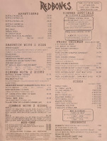 Redbones Barbecue menu