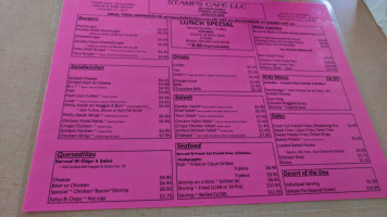 Stamps Cafe menu