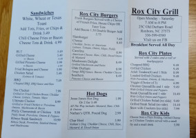 Rox City Grill menu