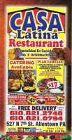 Casa Latina menu