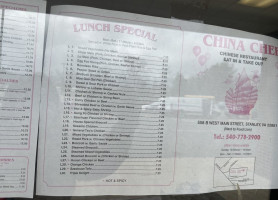 China Chef menu