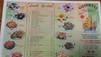 Oriental Chinese menu