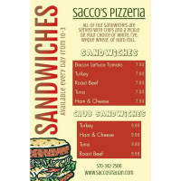 Sacco's Pizzeria Italian menu