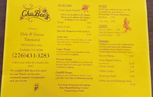 Chubeez menu