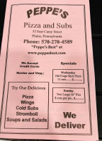 Peppe's Pizza Subs menu