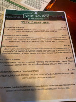 Andy Gavin's Eatery & Pub menu