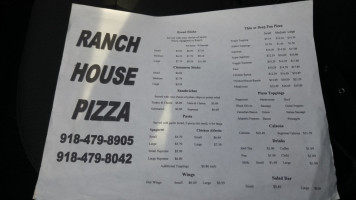 Ranch House Pizza menu