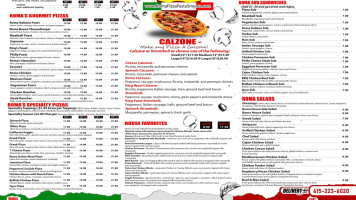 Roma Pizza Pasta menu