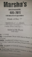 Marsha's Backstreet Cafe menu