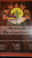 Pancho's Place Franklin menu