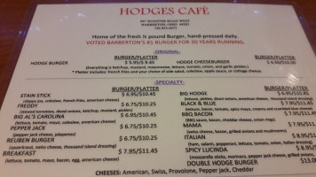 Hodge's Cafe menu