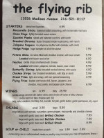 The Flying Rib menu