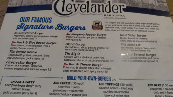 The Clevelander Grill menu