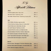 Manny's Steakhouse menu