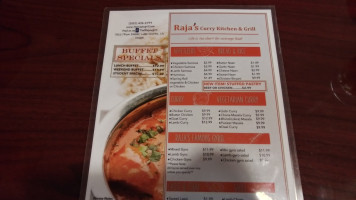 Raja's Curry Kitchen Grill menu