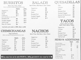 Burrito Perdido menu