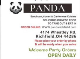 Panda Chinese menu