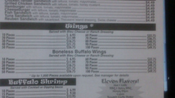 Sam's Wings Subs Pizza menu