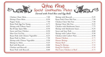 China King Chinese menu