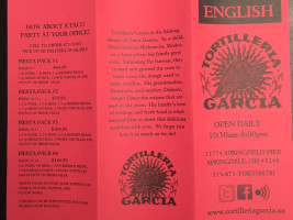 Tortilleria Garcia menu