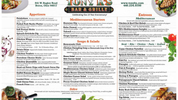 Tony K's Grille menu