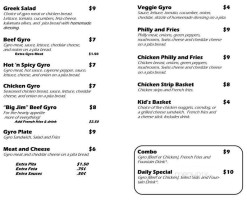 Jims Gyros menu