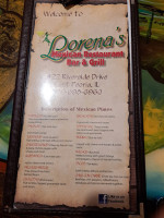 Lorena's Mexican menu