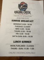 Raging Creek Pub food