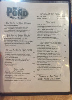 The Pond Grill menu