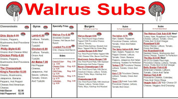 Walrus Subs menu