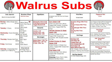 Walrus Subs menu