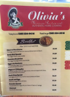 Olivia's Mexican menu