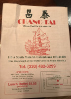 Chang Tai Chinese menu