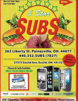 Five Star Subs menu