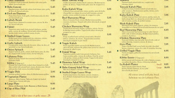 La Kabob Lebanese Grill menu