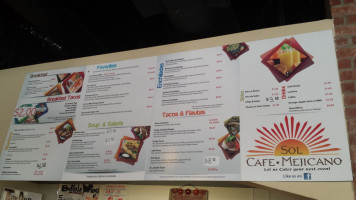 Sol Cafe Mejicano menu