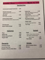 Paradise Pizza menu