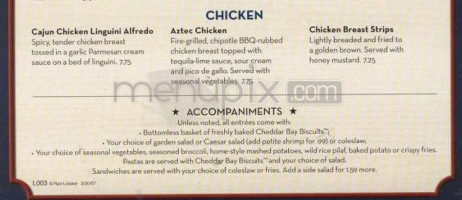 Red Lobster menu